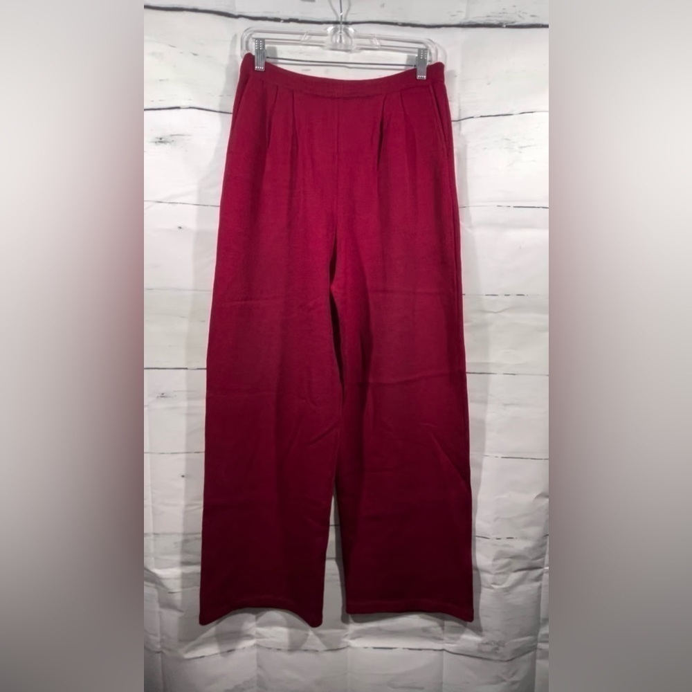 St. John Basics Knit Wide Leg Pants Womens Wool Blend Pleated High Rise Size 6